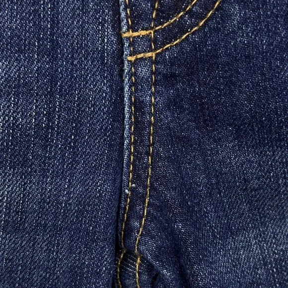 7 For All Mankind “A” Pocket Low-Rise Bootcut Jeans 26 Distressed Dark Wash