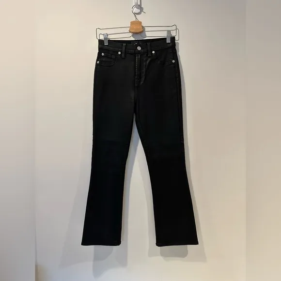 7 for all mankind HIGH WAIST SLIM KICK IN COATED BLACK