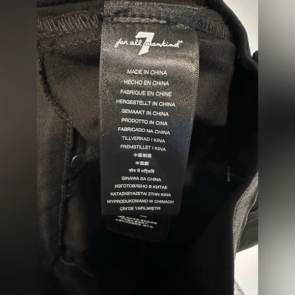 7 for all mankind HIGH WAIST SLIM KICK IN COATED BLACK