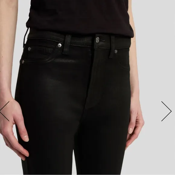 7 for all mankind HIGH WAIST SLIM KICK IN COATED BLACK