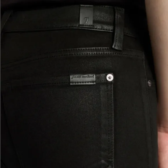 7 for all mankind HIGH WAIST SLIM KICK IN COATED BLACK