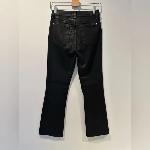 7 for all mankind HIGH WAIST SLIM KICK IN COATED BLACK