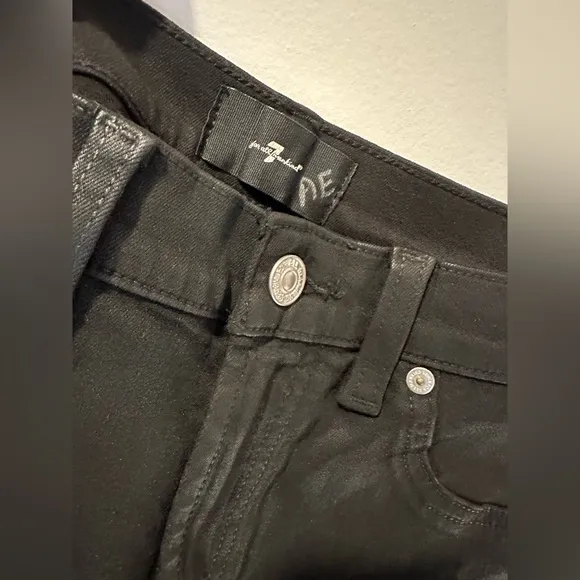 7 for all mankind HIGH WAIST SLIM KICK IN COATED BLACK