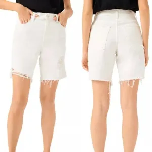 7 For All Mankind High Waisted Distressed Denim Boyfriend Short White women 29
