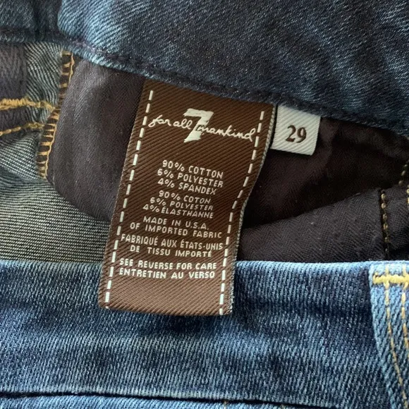7 For All Mankind The High Waist Ankle Skinny Jeans Women’s Blue Denim Size 29
