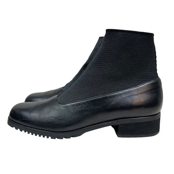 81st &amp; Park Womens Boots Black Leather Stretch Gore Sock Block‎ Heel Size 7.5M