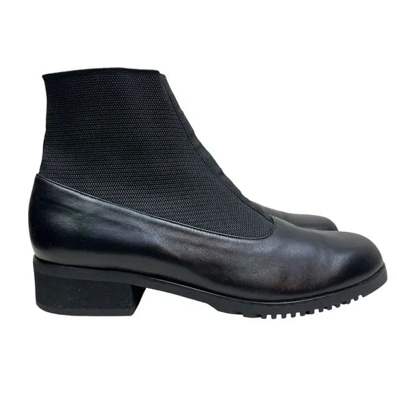 81st &amp; Park Womens Boots Black Leather Stretch Gore Sock Block‎ Heel Size 7.5M