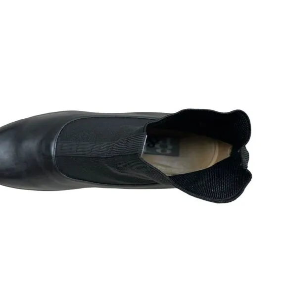 81st &amp; Park Womens Boots Black Leather Stretch Gore Sock Block‎ Heel Size 7.5M