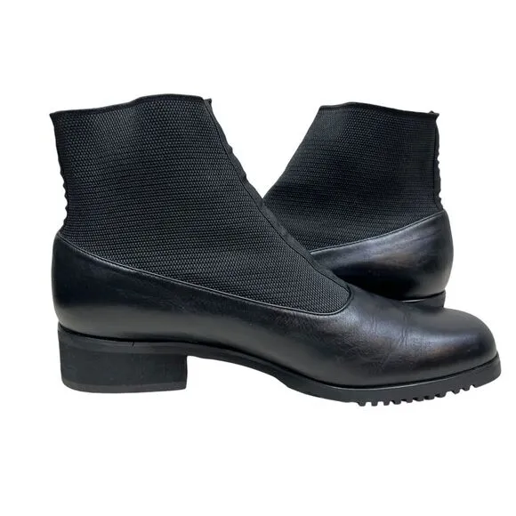 81st &amp; Park Womens Boots Black Leather Stretch Gore Sock Block‎ Heel Size 7.5M