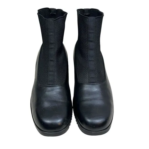 81st &amp; Park Womens Boots Black Leather Stretch Gore Sock Block‎ Heel Size 7.5M