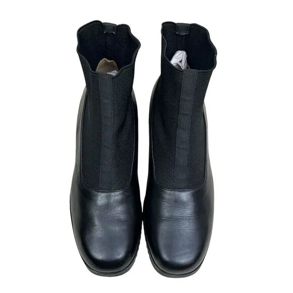 81st &amp; Park Womens Boots Black Leather Stretch Gore Sock Block‎ Heel Size 7.5M