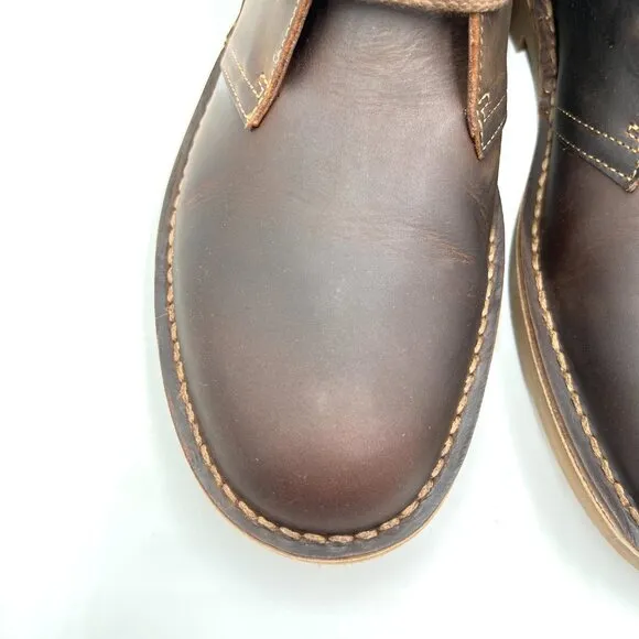 8W 8 WIDE WIDTH Clarks Mens Bushacre 2 Brown Leather Desert Chukka Boots Shoes