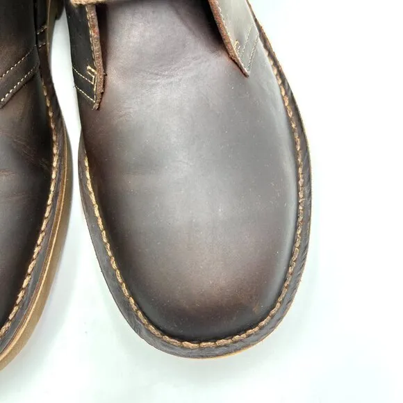 8W 8 WIDE WIDTH Clarks Mens Bushacre 2 Brown Leather Desert Chukka Boots Shoes