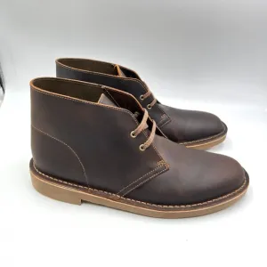 8W 8 WIDE WIDTH Clarks Mens Bushacre 2 Brown Leather Desert Chukka Boots Shoes