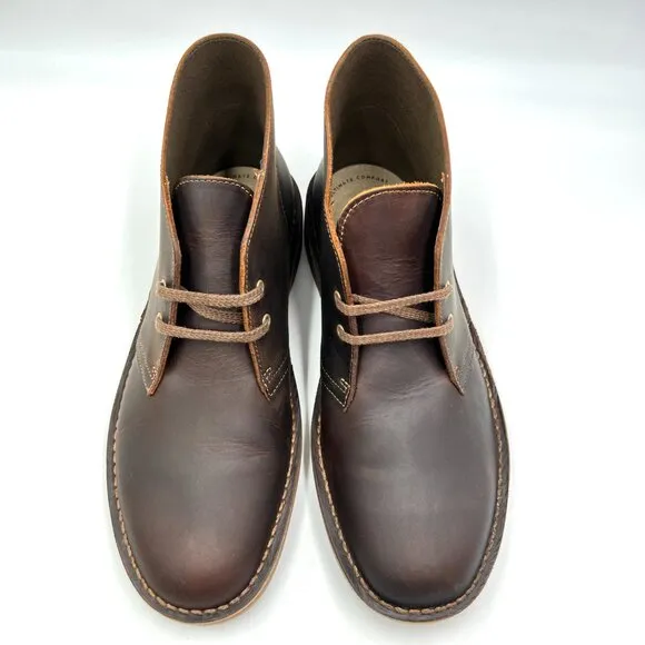 8W 8 WIDE WIDTH Clarks Mens Bushacre 2 Brown Leather Desert Chukka Boots Shoes