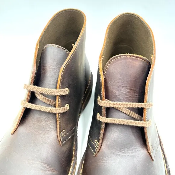 8W 8 WIDE WIDTH Clarks Mens Bushacre 2 Brown Leather Desert Chukka Boots Shoes