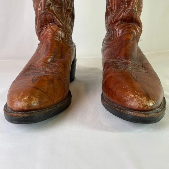 Abilene Men's Size 9D Cowboy Western Boots Brown Leather Vibram Sole