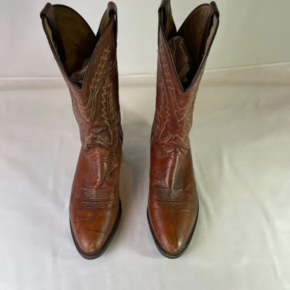 Abilene Men's Size 9D Cowboy Western Boots Brown Leather Vibram Sole
