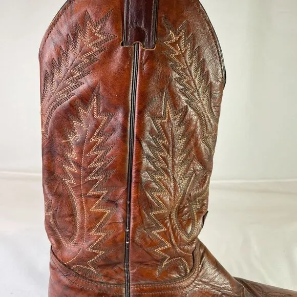 Abilene Men's Size 9D Cowboy Western Boots Brown Leather Vibram Sole