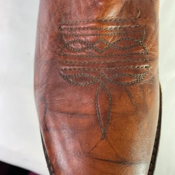 Abilene Men's Size 9D Cowboy Western Boots Brown Leather Vibram Sole