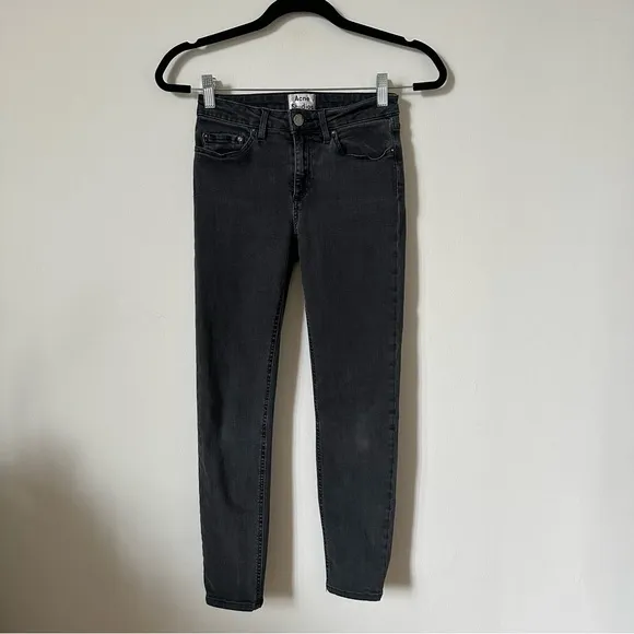 Acne Studios Skin 5 Skinny Jeans In Used Black Ankle Cropped Jeans Size 25