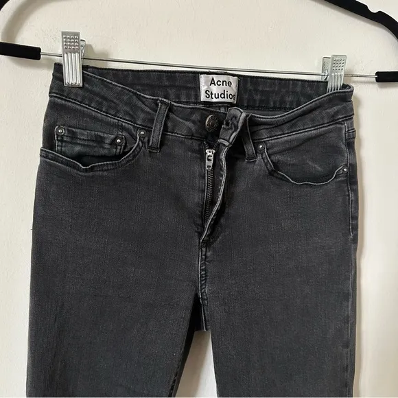 Acne Studios Skin 5 Skinny Jeans In Used Black Ankle Cropped Jeans Size 25