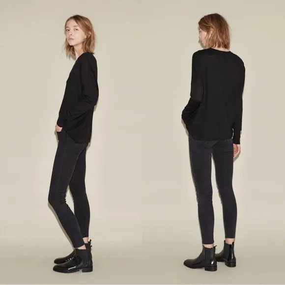 Acne Studios • Skin 5 skinny jeans Used Black faded denim mid rise ankle cropped