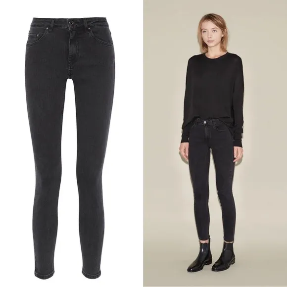 Acne Studios • Skin 5 skinny jeans Used Black faded denim mid rise ankle cropped