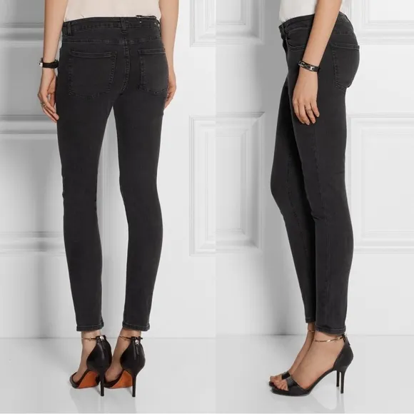 Acne Studios • Skin 5 skinny jeans Used Black faded denim mid rise ankle cropped