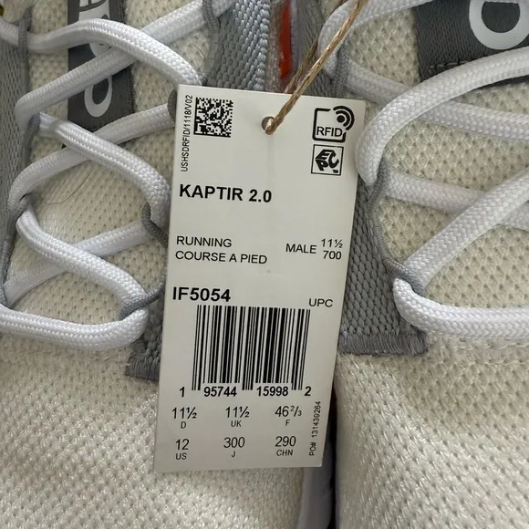 Adidas Kaptir 2.0 Mens Size 12 M White Grey Orange Training Sneaker Walk Run