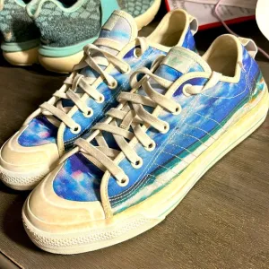 Adidas Nizza Beach Scene Canvas Sneakers Cap Toe Ocean Graphic Mens 10.5