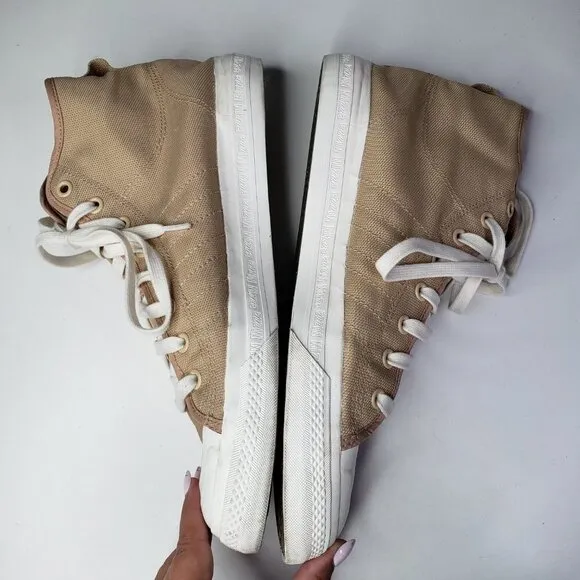 Adidas Nizza RF Hi Top Sneakers Men's 13 Tan Canvas