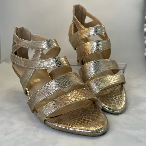 Aerosoles Gold Masquerade heel Sandals Womens Size 8M