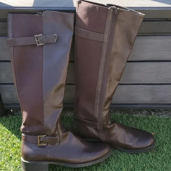 Aerosoles Hayride Womens Riding Boots with Side Stretch Panel for Wider Calfs