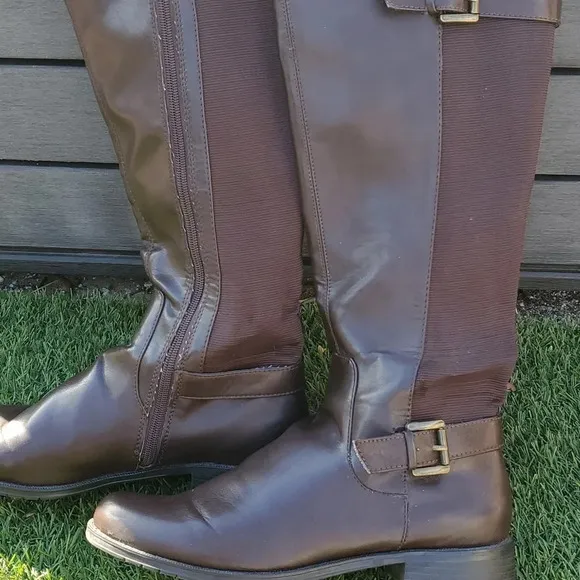 Aerosoles Hayride Womens Riding Boots with Side Stretch Panel for Wider Calfs