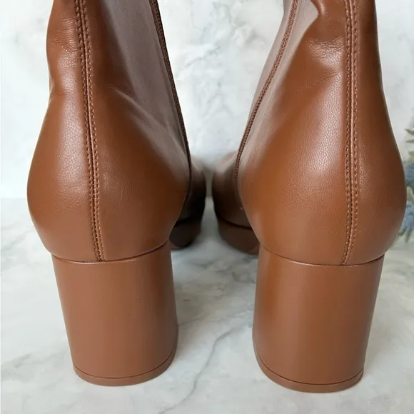 AEROSOLES “Sussex” Mid-Calf Platform Zip Up Boots in Cognac. New Without Tag.