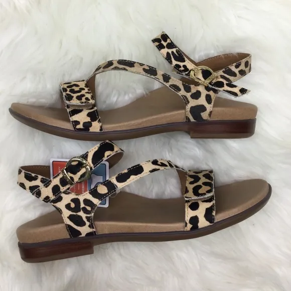 Aetrex Tia Sandal - Leopard Calf-Hair -  8.5 - New w/o Box