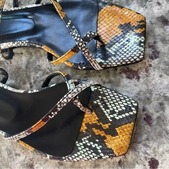 AEYDE Marina Strappy Slide Sandals leather snake print multi glow 37 7