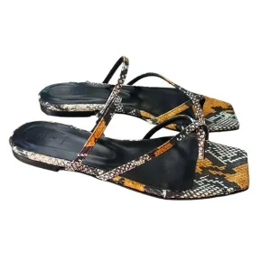 AEYDE Marina Strappy Slide Sandals leather snake print multi glow 37 7