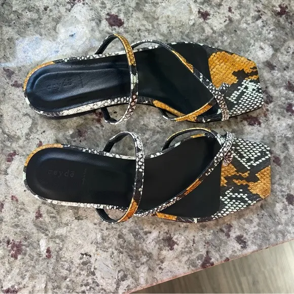 AEYDE Marina Strappy Slide Sandals leather snake print multi glow 37 7
