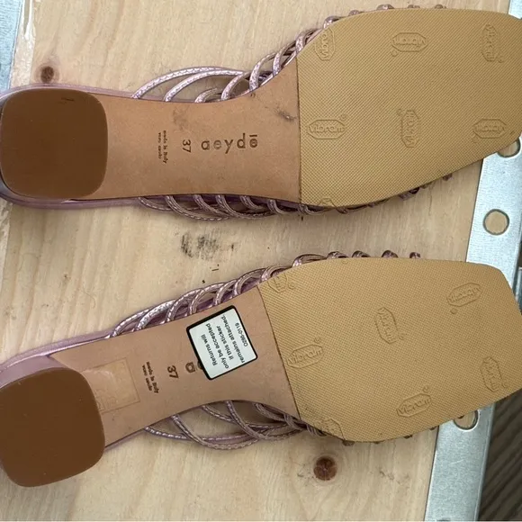 Aeyde Metallic Lavender Strappy Sandals 37 | Made in Italy | Vibram Sole