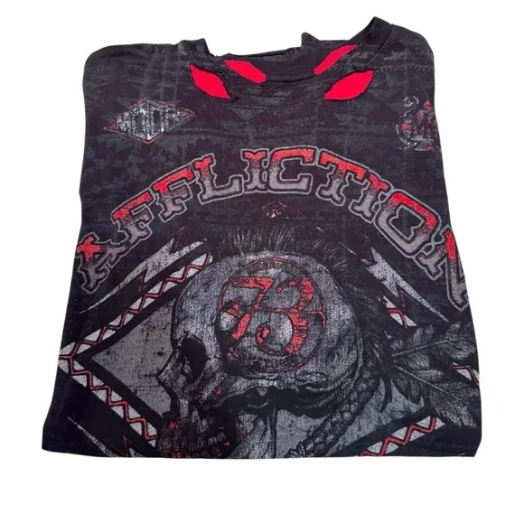 Affliction Men’s Large T-Shirt - Live Fast Distressed Graphic Tee