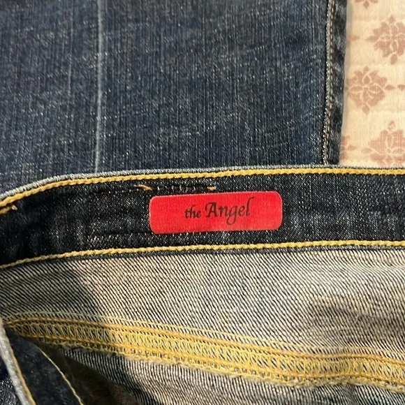 AG Adriano Goldschmied Angel Bootcut Stretch Distressed Jeans Dark Blue Size 27