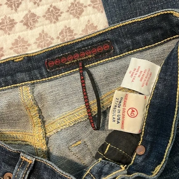 AG Adriano Goldschmied Angel Bootcut Stretch Distressed Jeans Dark Blue Size 27