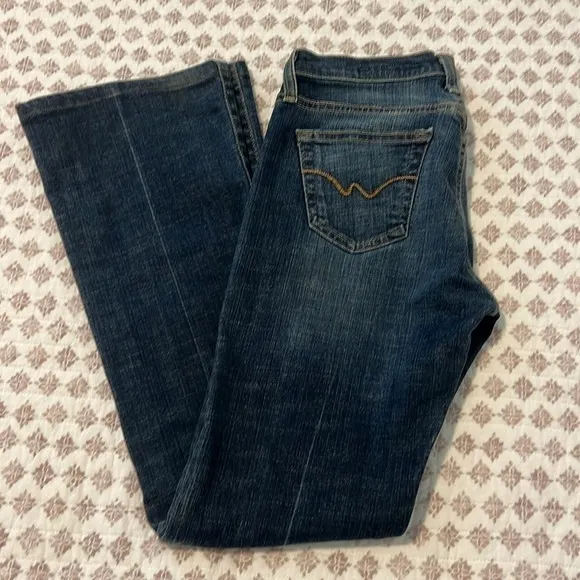AG Adriano Goldschmied Angel Bootcut Stretch Distressed Jeans Dark Blue Size 27