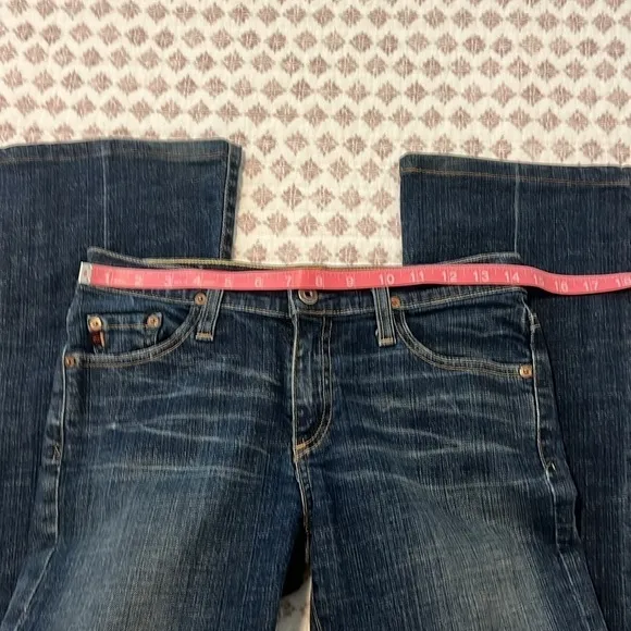AG Adriano Goldschmied Angel Bootcut Stretch Distressed Jeans Dark Blue Size 27