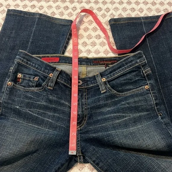 AG Adriano Goldschmied Angel Bootcut Stretch Distressed Jeans Dark Blue Size 27