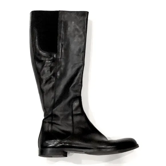 AGL Attilio Giusti Leombruni Black Leather Knee High Riding Boots