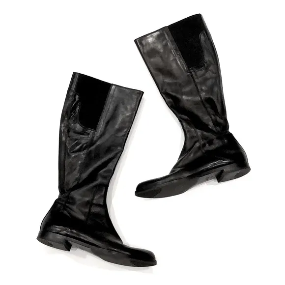 AGL Attilio Giusti Leombruni Black Leather Knee High Riding Boots