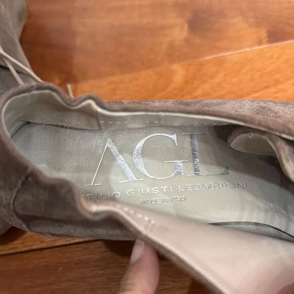 AGL Women's Desert Lace Up Wedge Heels Booties Attilio Giusti Leombruni size 39